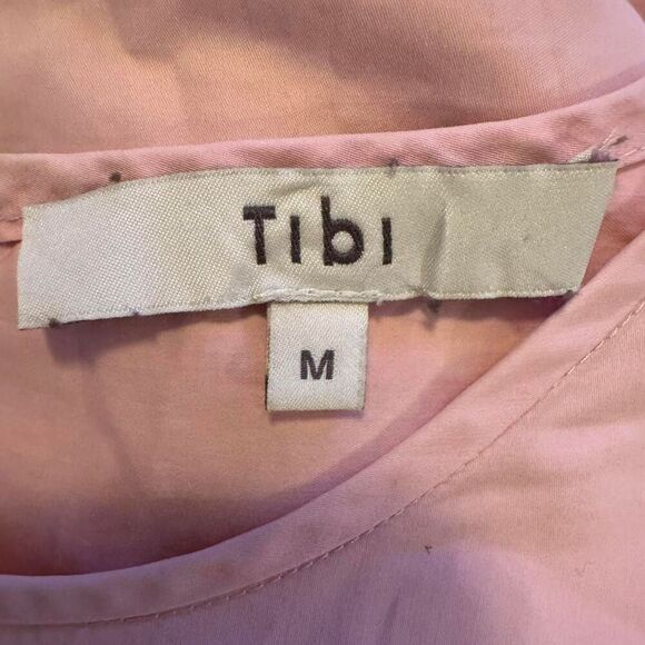 Tibi Pink Cotton Blouse Women’s Size M Elbow Sleeve Boxy Top - Picture 6 of 8